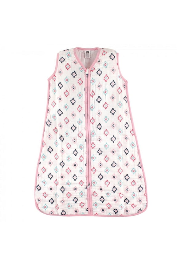 Infant Girl Muslin Cotton Sleeveless Wearable Sleeping Bag, Sack, Blanket, Pink Aztec, 6-12 Months