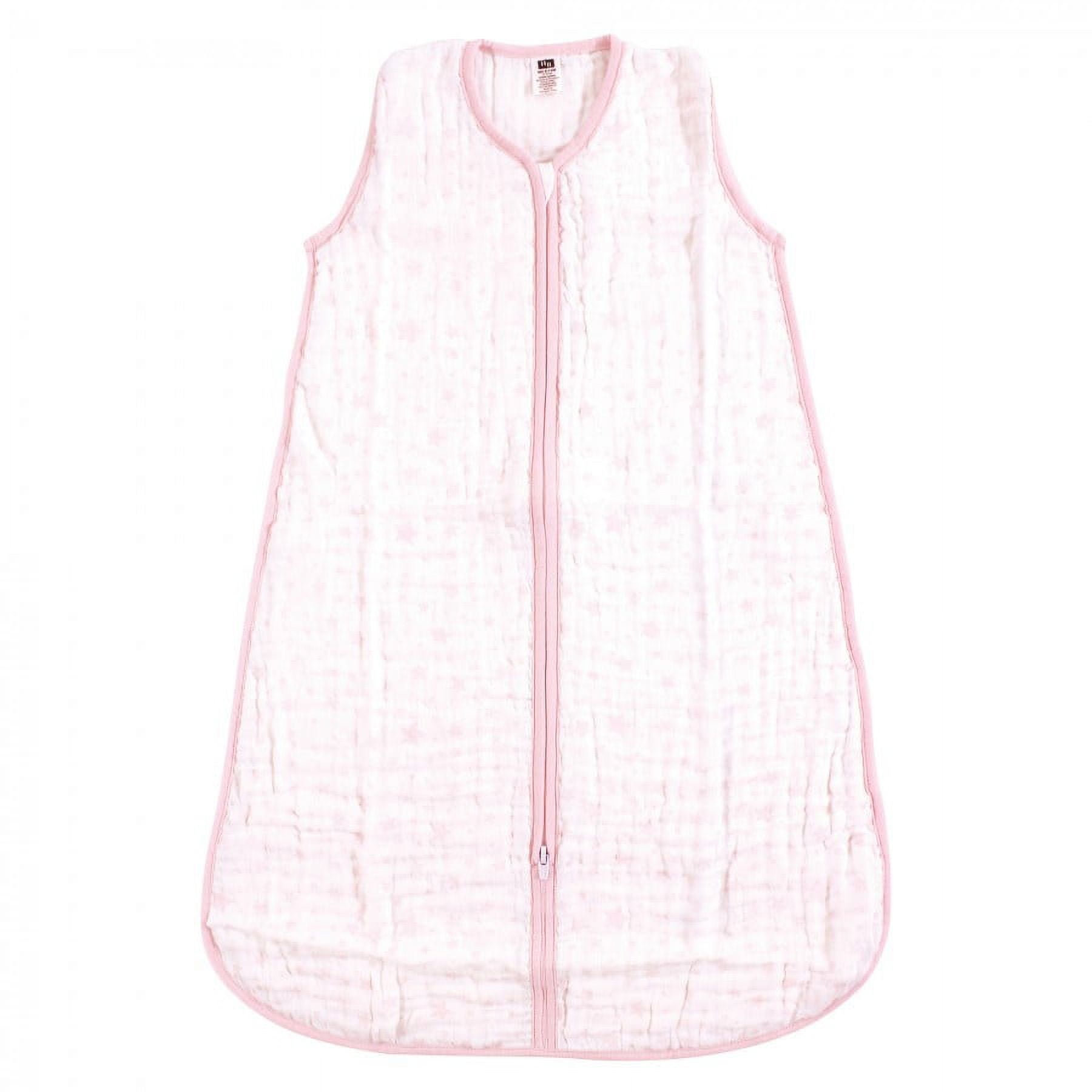 Hudson Baby Infant Girl Muslin Cotton Sleeveless Wearable Sleeping Bag, Sack, Blanket, Pink Stars, 18-24 Months