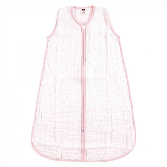 Hudson Baby Infant Girl Muslin Cotton Sleeveless Wearable Sleeping Bag, Sack, Blanket, Pink Stars, 6-12 Months