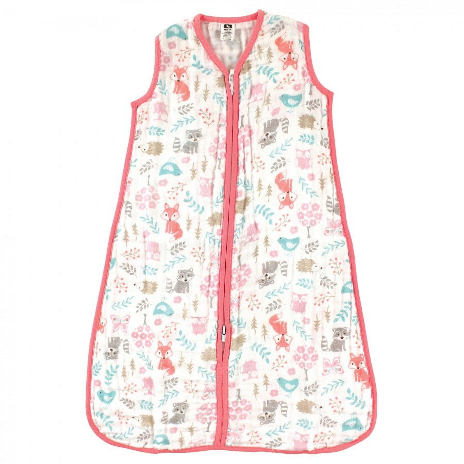 Hudson Baby Infant Girl Muslin Cotton Sleeveless Wearable Sleeping Bag, Sack, Blanket, Woodland Fox, 12-18 Months