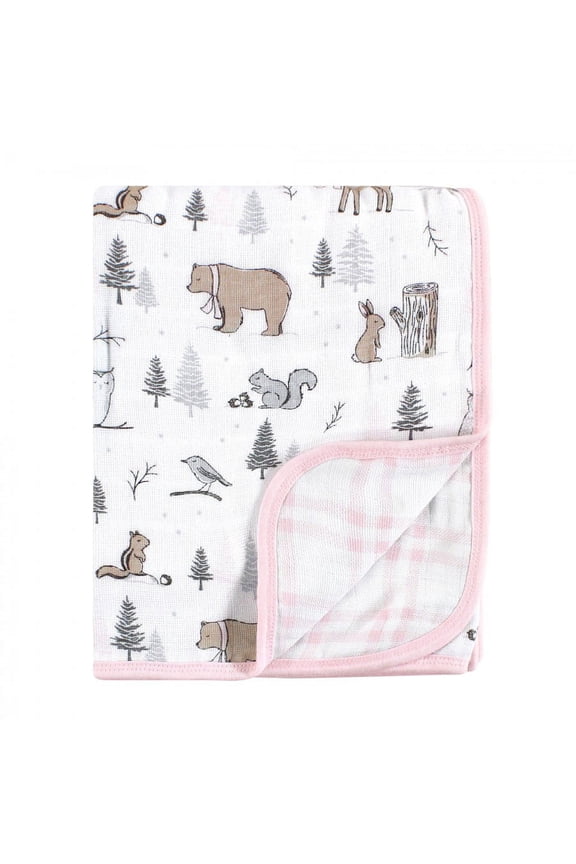 Infant Girl Muslin Tranquility Quilt Blanket, Winter Forest, One Size