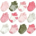 thumbnail image 1 of Hudson Baby Infant Girl Non-Skid No-Show Socks, Pink Green, 0-6 Months, 1 of 8