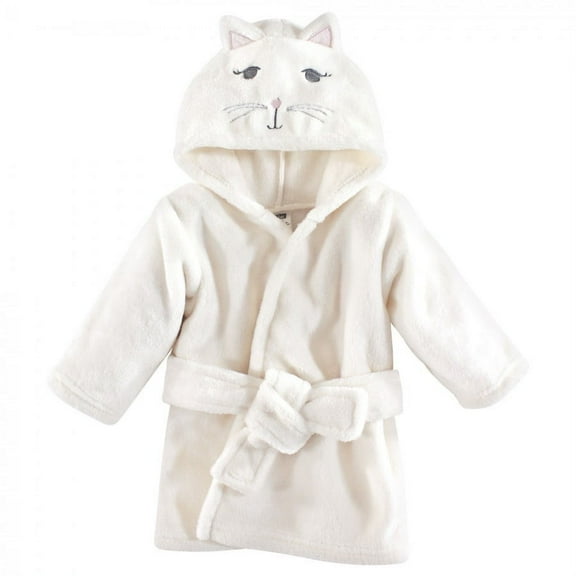 Hudson Baby Infant Girl Plush Animal Bathrobe, Kitty, 0-9 Months