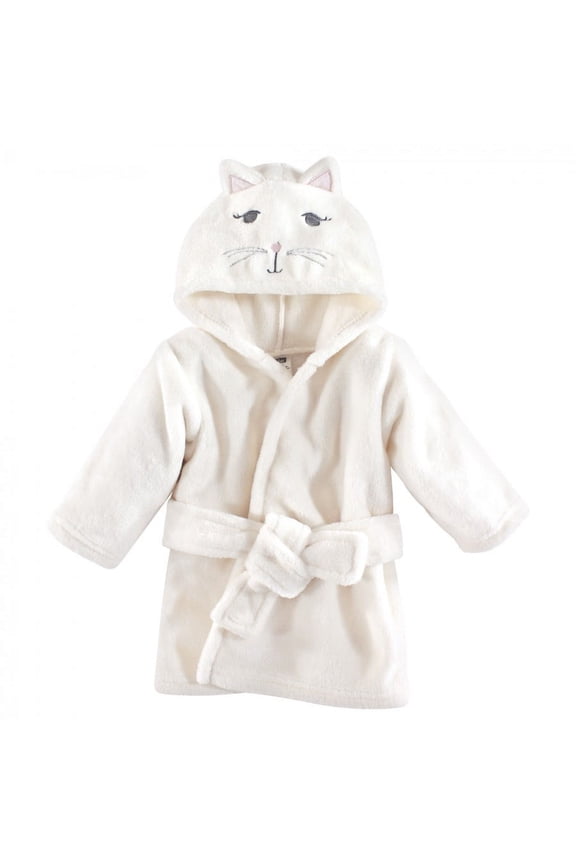 Infant Girl Plush Animal Bathrobe, Kitty, 0-9 Months