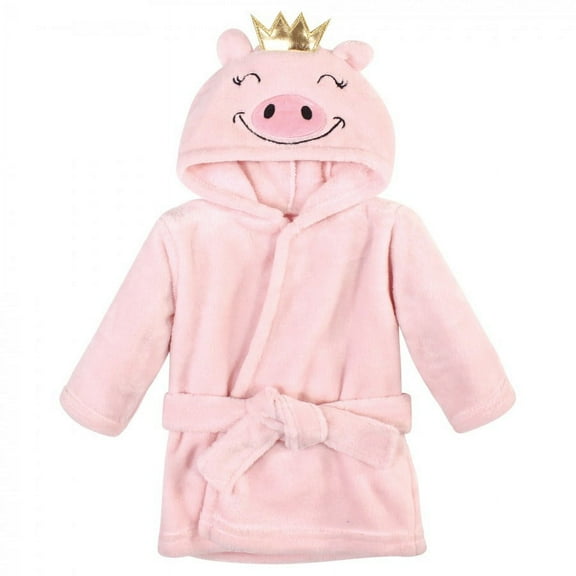 Hudson Baby Infant Girl Plush Animal Bathrobe, Pig, 0-9 Months