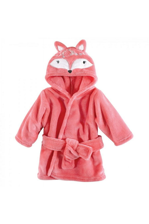 Infant Girl Plush Animal Face Bathrobe, Boho Fox, 0-9 Months