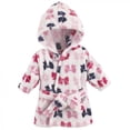 thumbnail image 1 of Hudson Baby Infant Girl Plush Animal Face Bathrobe, Bows, 0-9 Months, 1 of 4