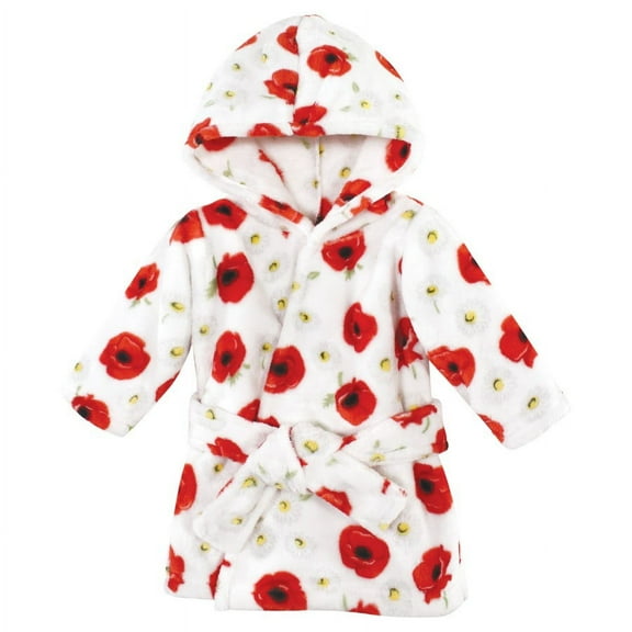 Hudson Baby Infant Girl Plush Animal Face Bathrobe, Poppy, 0-9 Months
