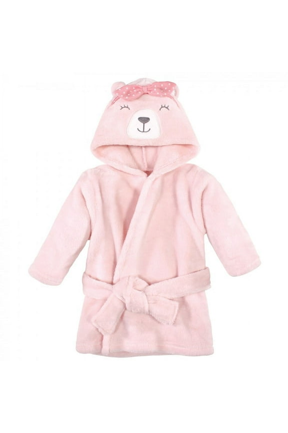 Infant Girl Plush Animal Face Bathrobes, Bear Girls, 0-9 Months