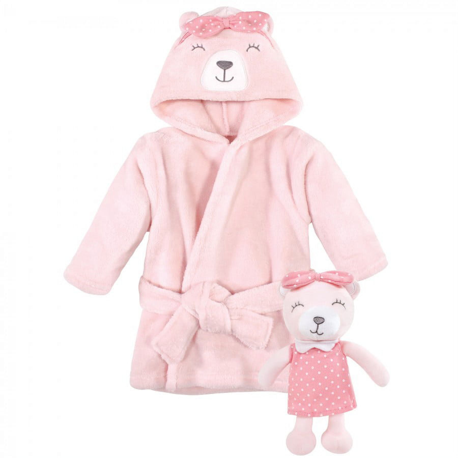 Hudson Baby Infant Girl Plush Bathrobe and Toy Set, Bear Girl, One Size ...