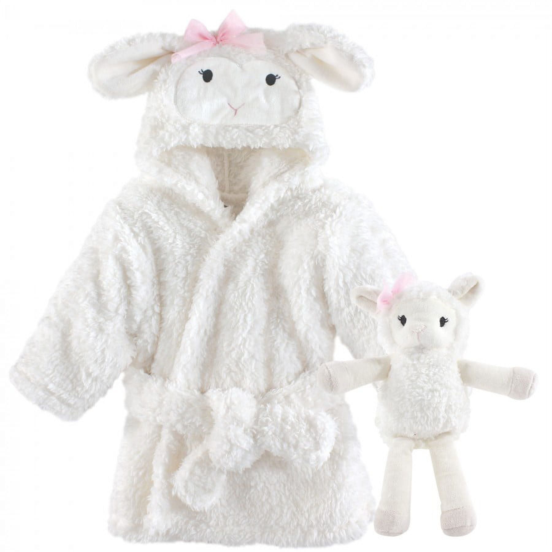 Hudson Baby Infant Girl Plush Bathrobe and Toy Set, Girl Lamb, One Size ...