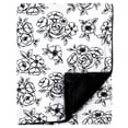 thumbnail image 1 of Hudson Baby Infant Girl Plush Blanket with Furry Binding and Back, Black Toile, One Size, 1 of 2