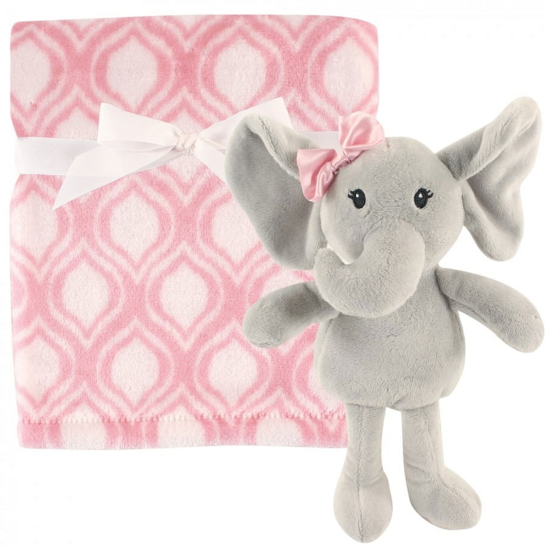 Hudson Baby Infant Girl Plush Blanket with Toy Elephant One Size