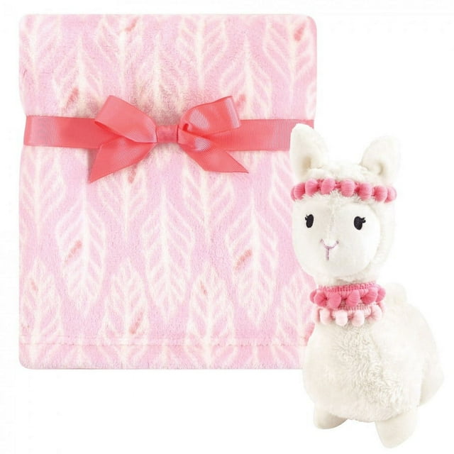 Hudson Baby Infant Girl Plush Blanket with Toy, Llama, One Size