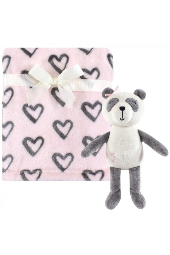 Infant Girl Plush Blanket with Toy, Miss Panda, One Size