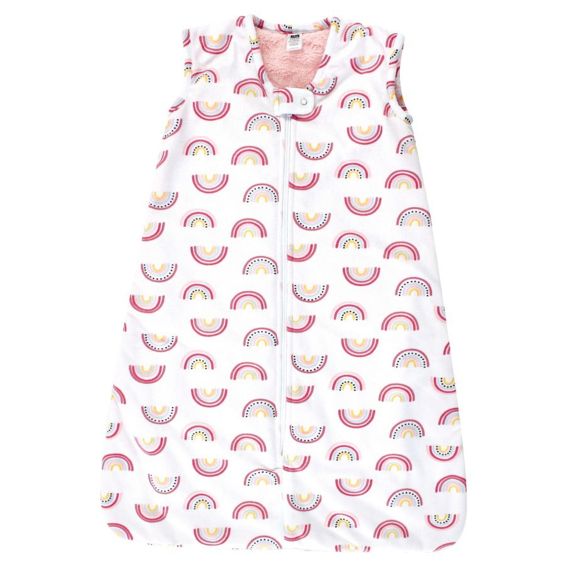Hudson Baby Infant Girl Plush Faux Fur Sleeping Bag, Wearable Blanket, Modern Rainbow, 18-24 Months