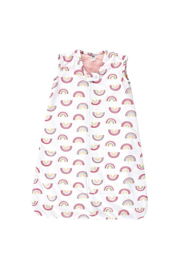 Infant Girl Plush Faux Fur Sleeping Bag, Wearable Blanket, Modern Rainbow, 18-24 Months