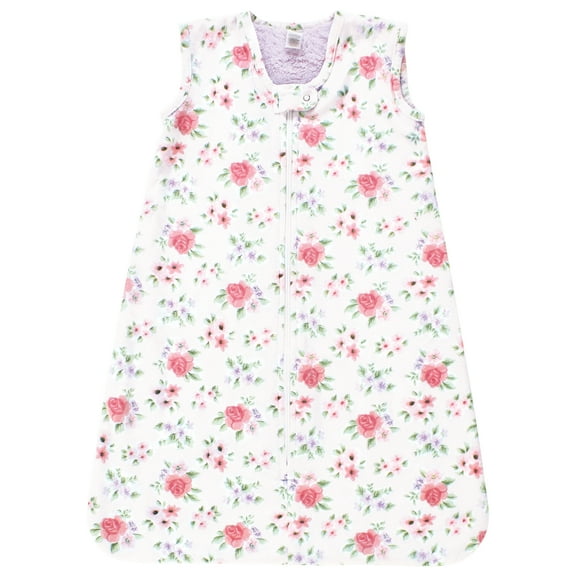 Hudson Baby Infant Girl Plush Faux Fur Sleeping Bag, Wearable Blanket, Vintage Floral, 0-6 Months