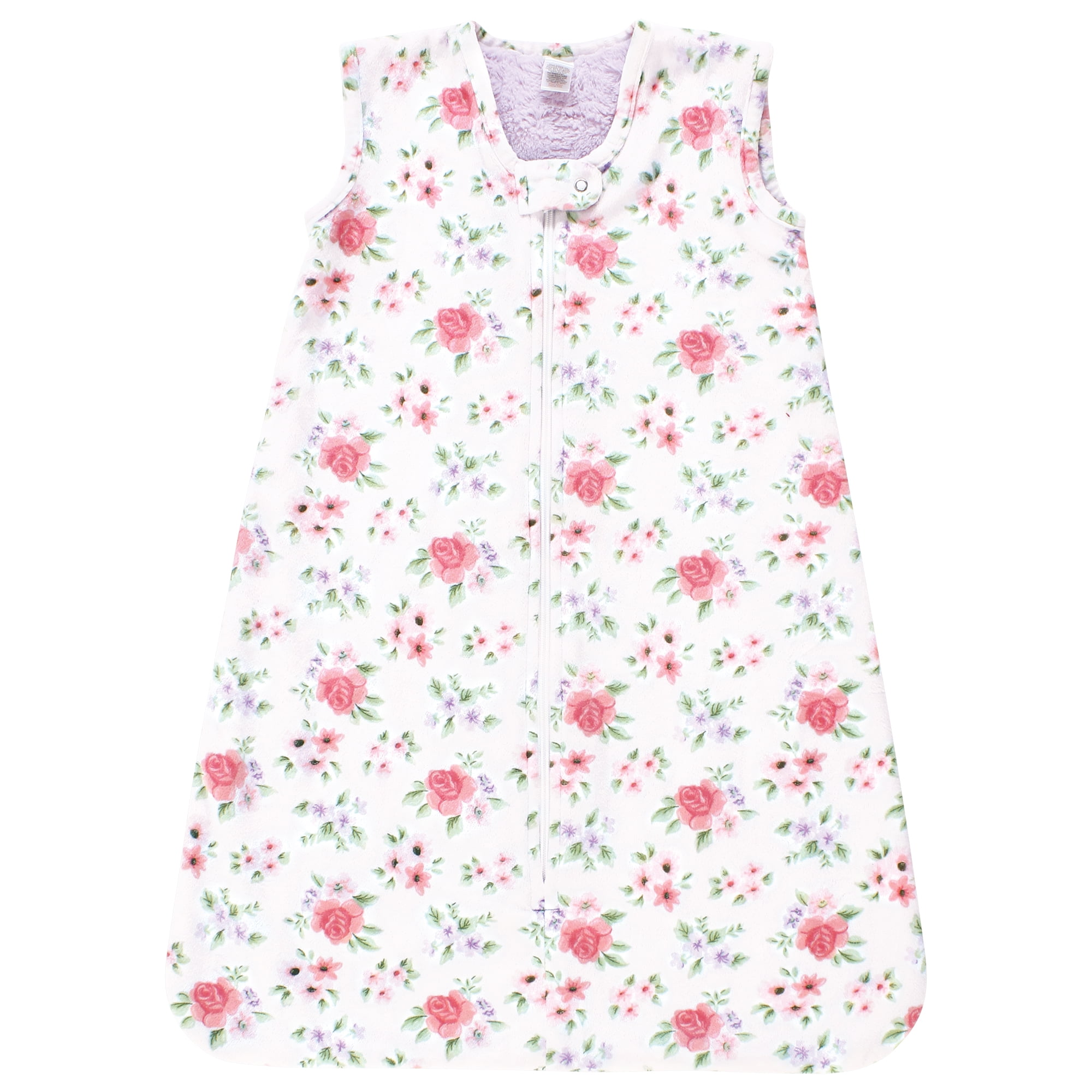 Hudson Baby Infant Girl Plush Faux Fur Sleeping Bag, Wearable Blanket, Vintage Floral, 6-12 Months