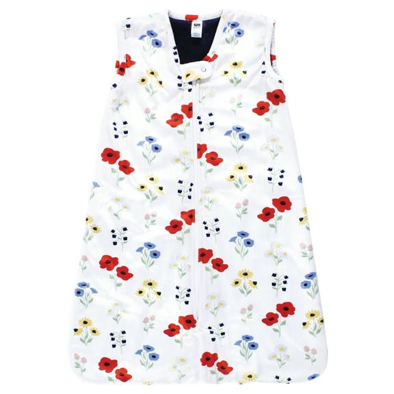 Hudson Baby Infant Girl Plush Faux Fur Sleeping Bag, Wearable Blanket, Wildflower, 0-6 Months