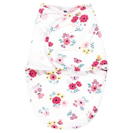 Hudson Baby Infant Girl Plush Faux Fur Swaddle Wrap, Butterfly Floral, 0-3 Months