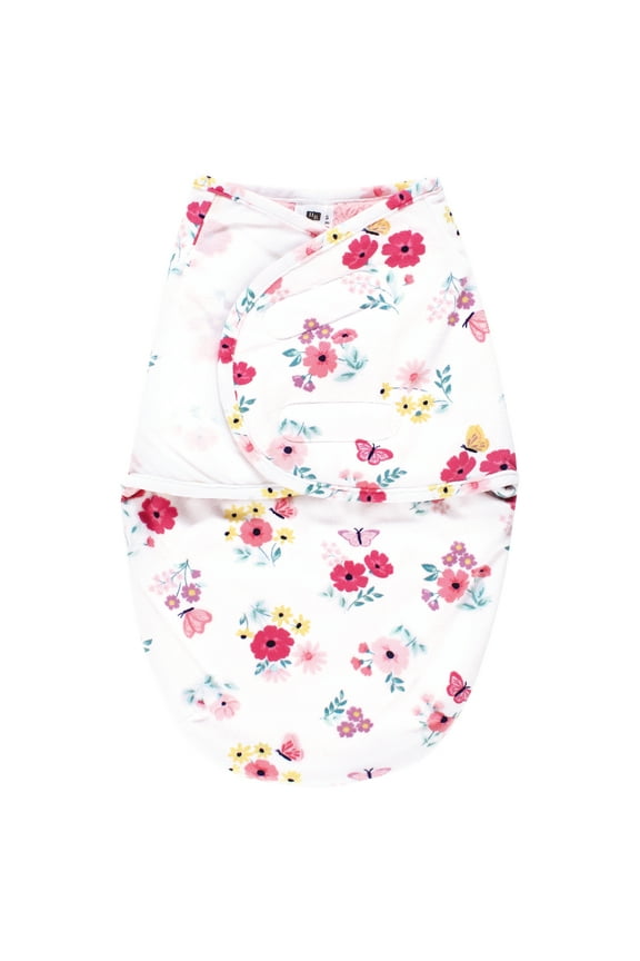 Infant Girl Plush Faux Fur Swaddle Wrap, Butterfly Floral, 0-3 Months