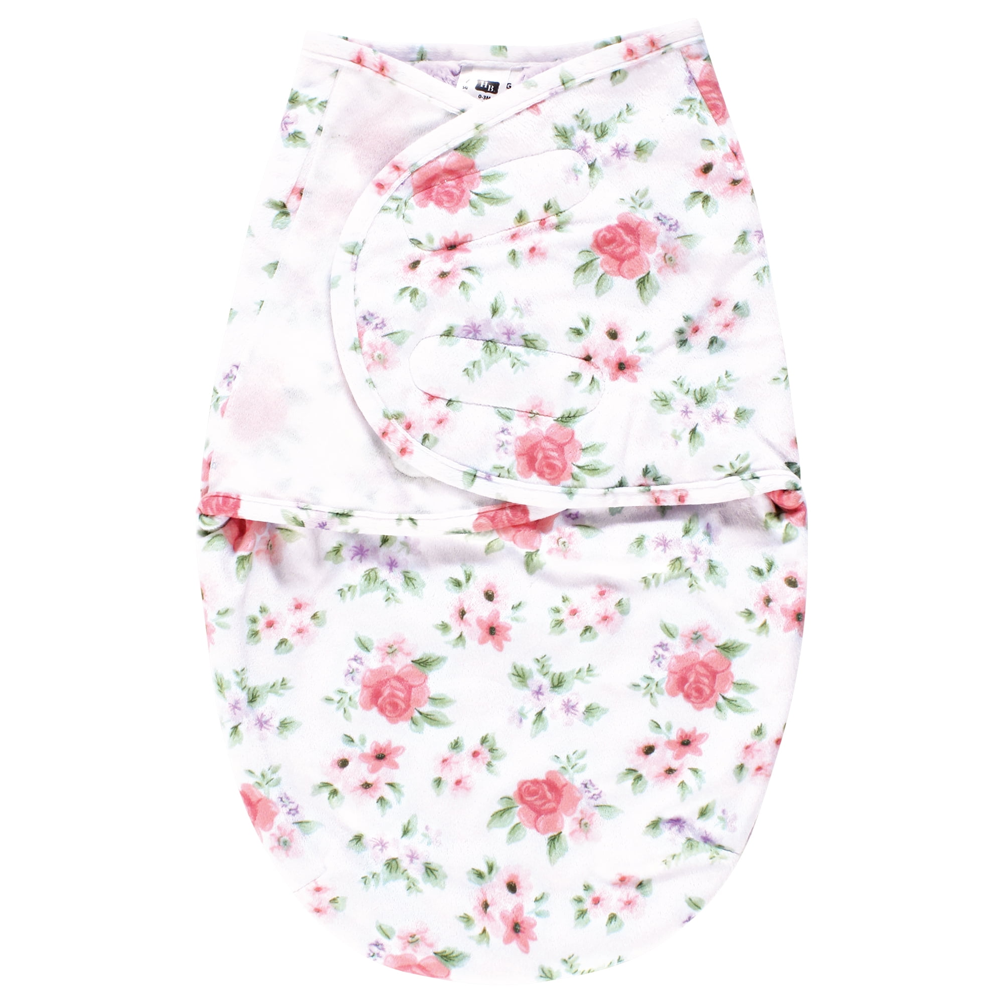 Hudson Baby Infant Girl Plush Faux Fur Swaddle Wrap, Vintage Floral, 0-3 Months