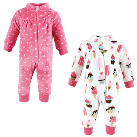 Hudson Baby Infant Girl Plush Jumpsuits, Ice Cream, 6-9 Months