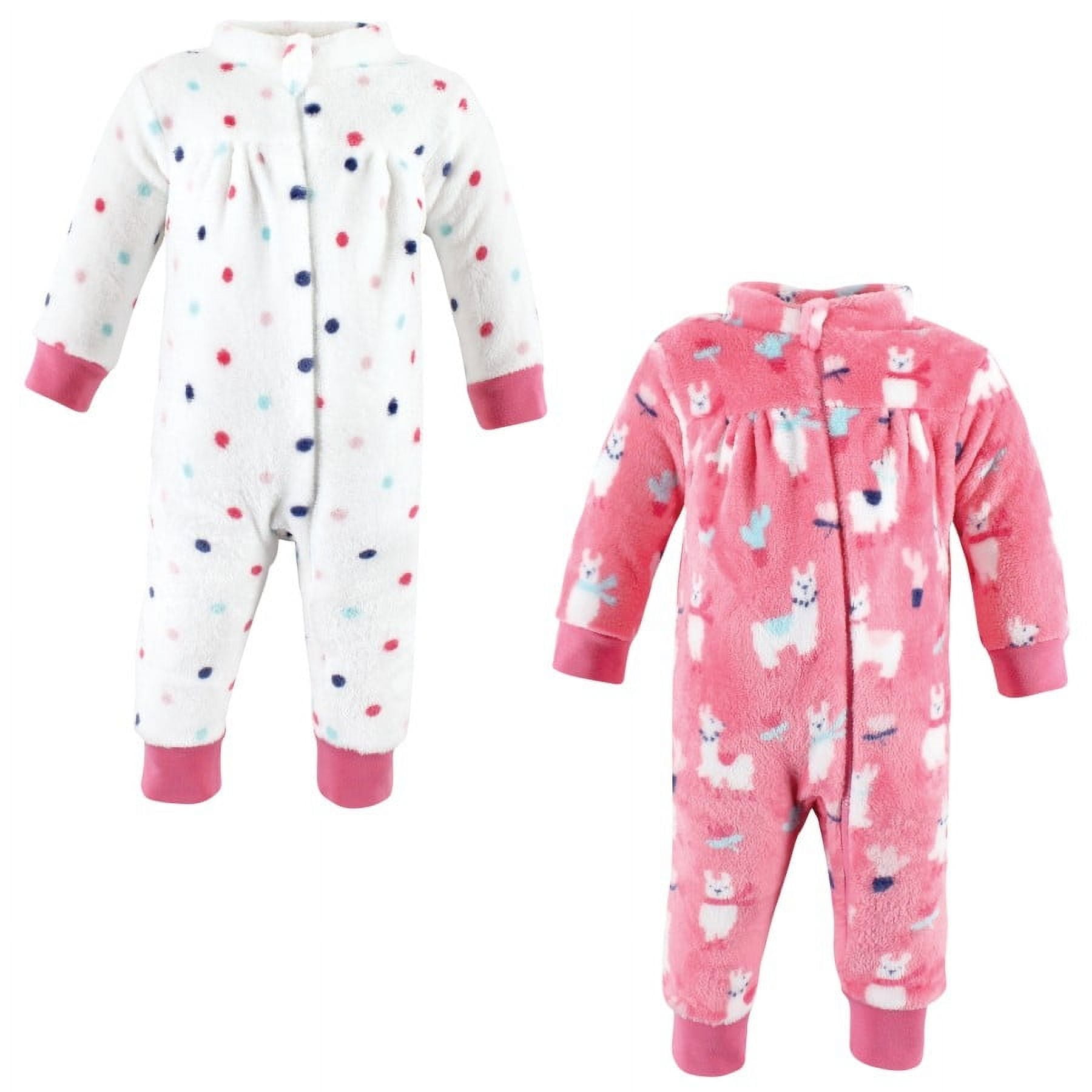 Hudson Baby Infant Girl Plush Jumpsuits, Llama, 0-3 Months