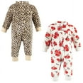 thumbnail image 1 of Hudson Baby Infant Girl Plush Jumpsuits, Red Rose Leopard, 6-9 Months, 1 of 4