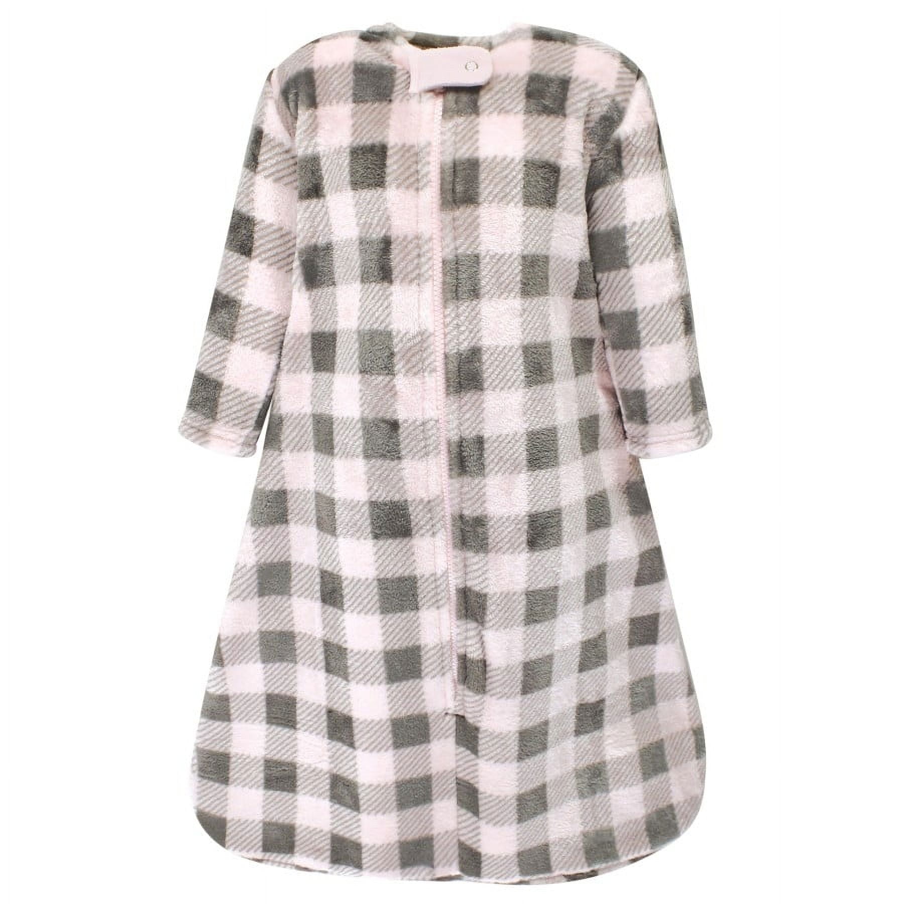 Hudson Baby Infant Girl Plush Long-Sleeve Sleeping Bag, Sack, Blanket, Pink Gray Plaid, 18-24 Months