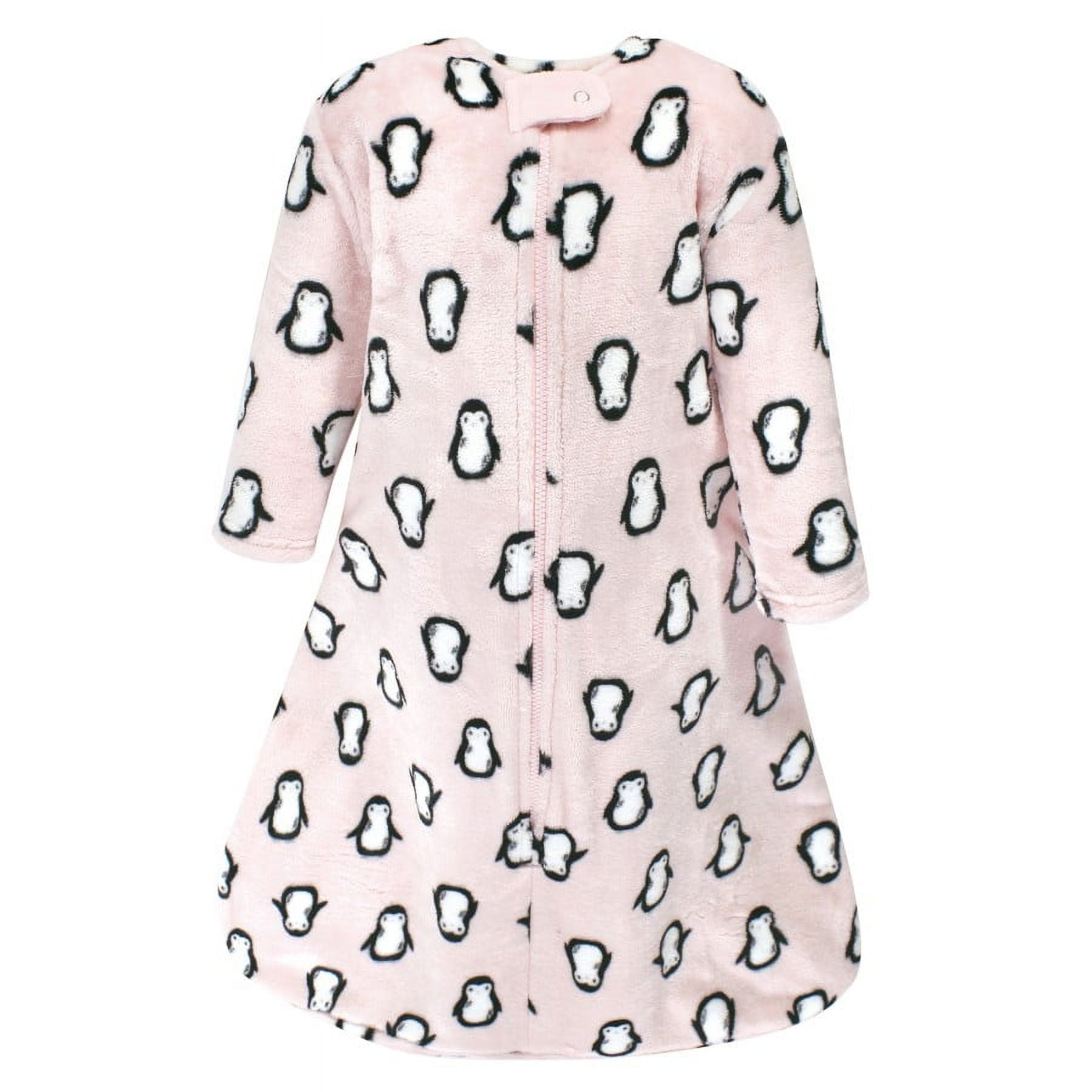 Hudson Baby Infant Girl Plush Long-Sleeve Sleeping Bag, Sack, Blanket, Pink Penguin, 12-18 Months