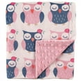 thumbnail image 1 of Hudson Baby Infant Girl Plush Mink Blanket, Owls, One Size, 1 of 2