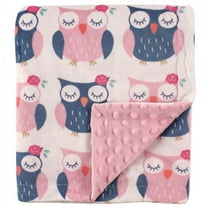 Hudson Baby Infant Girl Plush Mink Blanket, Owls, One Size