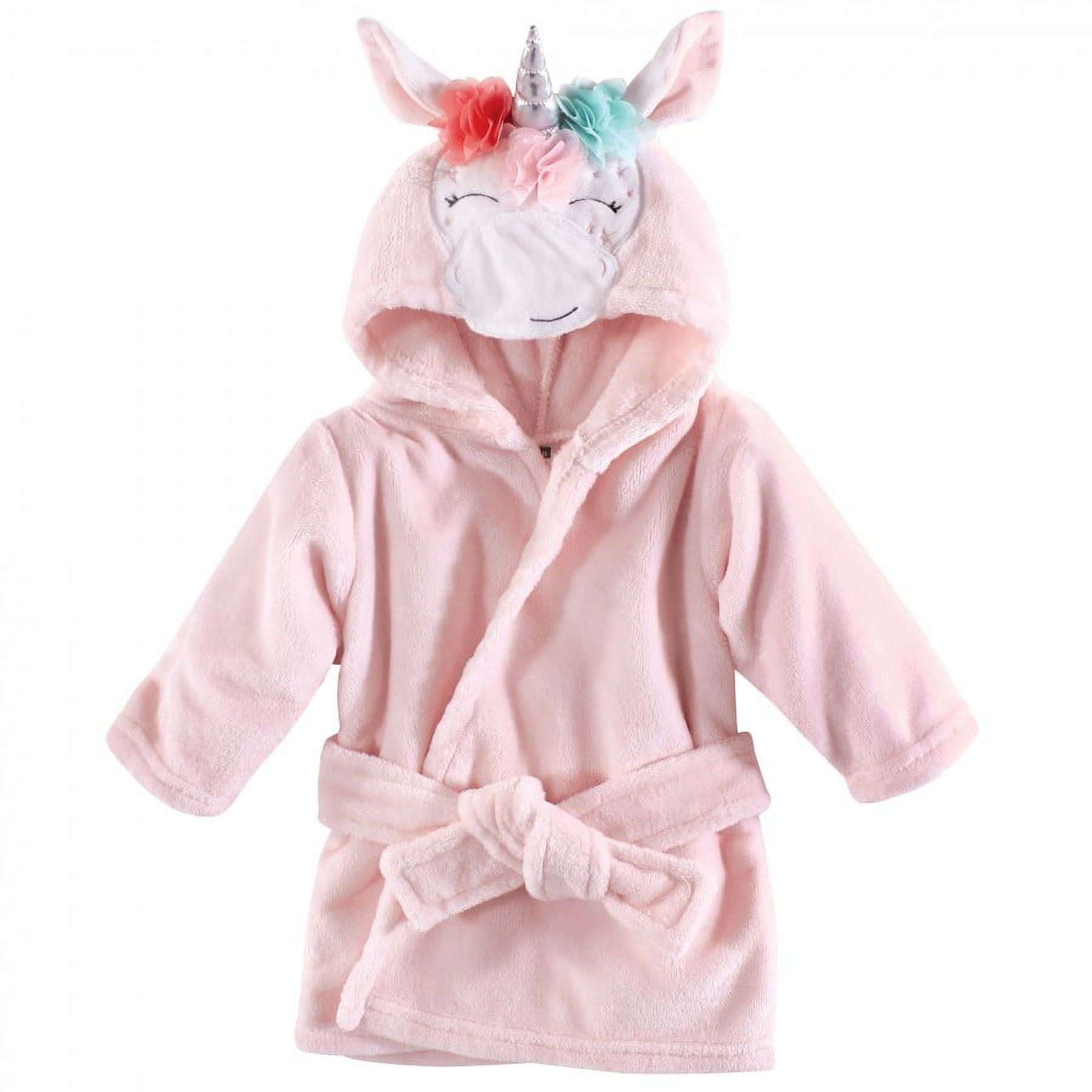 Hudson Baby Infant Girl Plush Pool and Beach Robe Cover-ups, Whimsical Unicorn, 18-24 Months