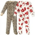 thumbnail image 1 of Hudson Baby Infant Girl Plush Sleep and Play, Red Rose Leopard, 0-3 Months, 1 of 4