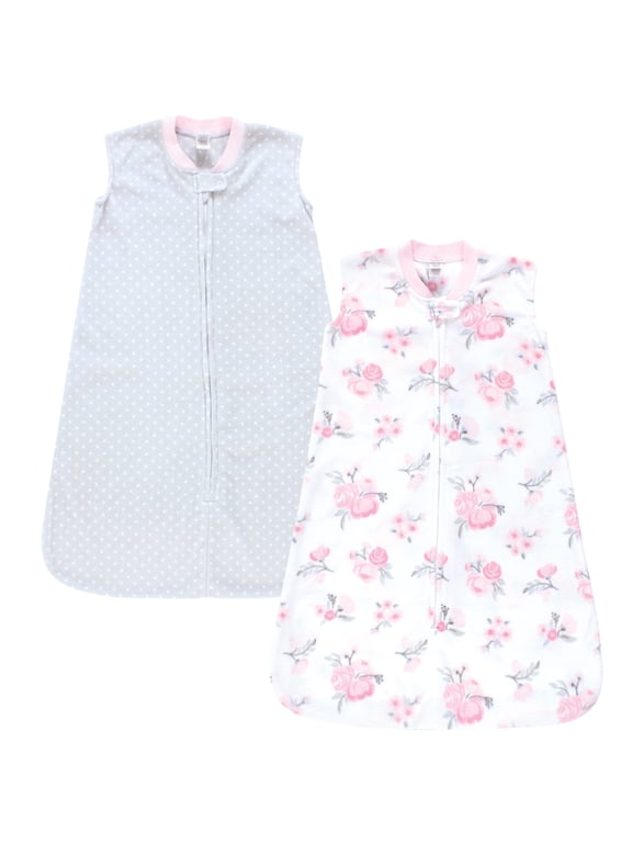 Infant Girl Plush Sleeping Bag, Sack, Blanket 2pk, Basic Pink Floral, 18-24 Months
