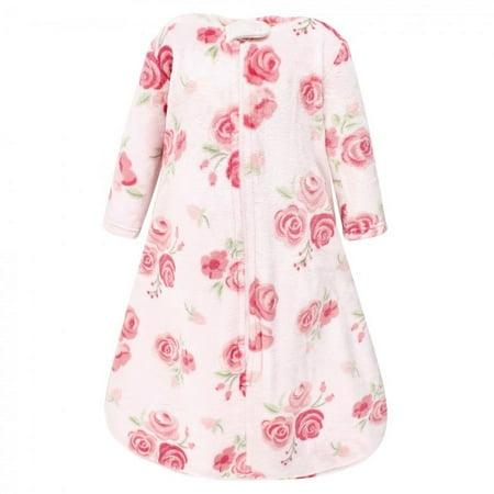Hudson Baby Infant Girl Plush Sleeping Bag, Sack, Blanket, Blush Rose Long-Sleeve, 18-24 Months