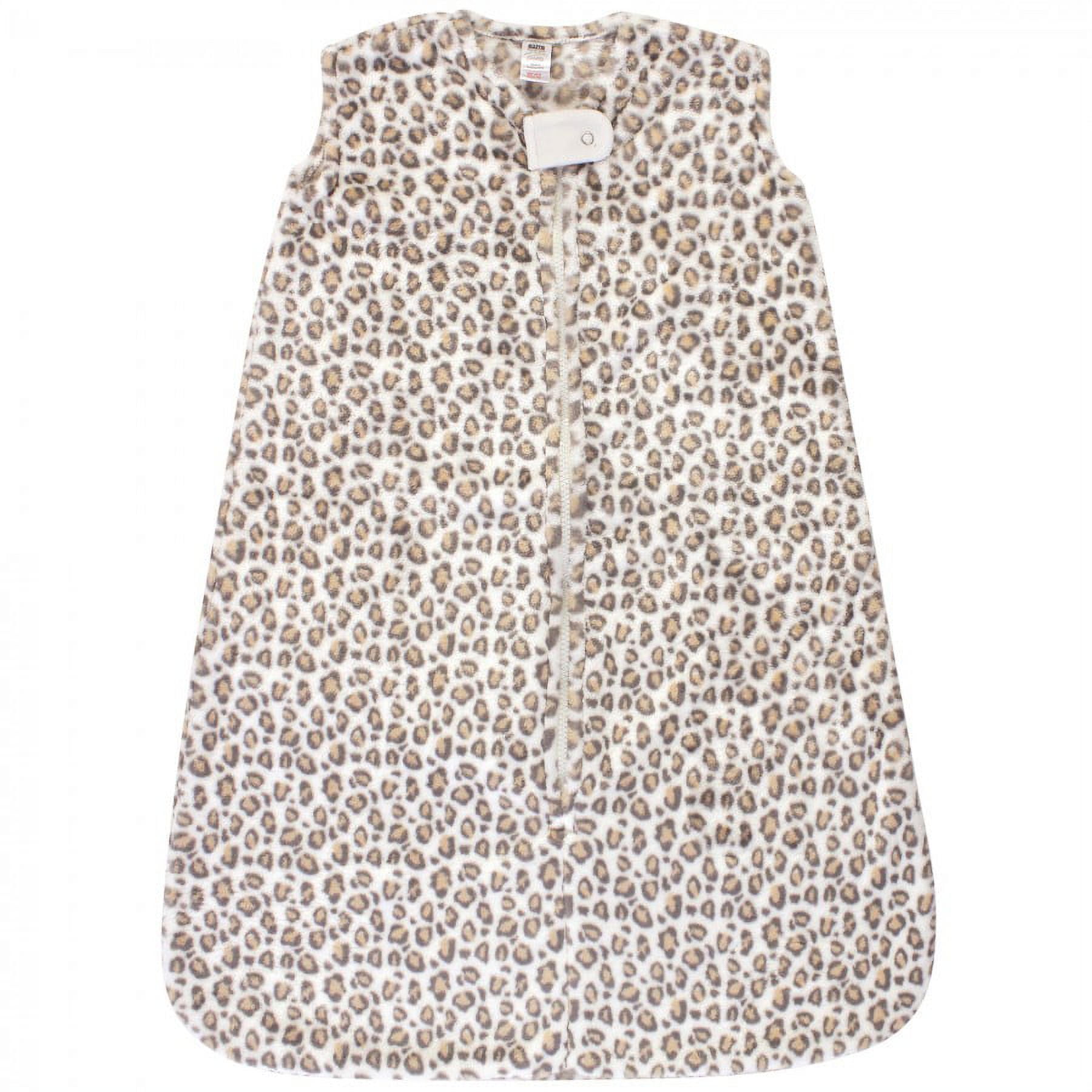 Hudson Baby Infant Girl Plush Sleeping Bag, Sack, Blanket, Cream Leopard, 6-12 Months