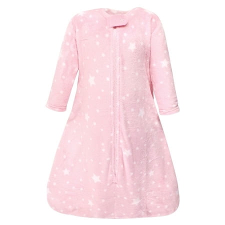 Hudson Baby Infant Girl Plush Sleeping Bag, Sack, Blanket, Long-Sleeve Night Sky, 12-18 Months