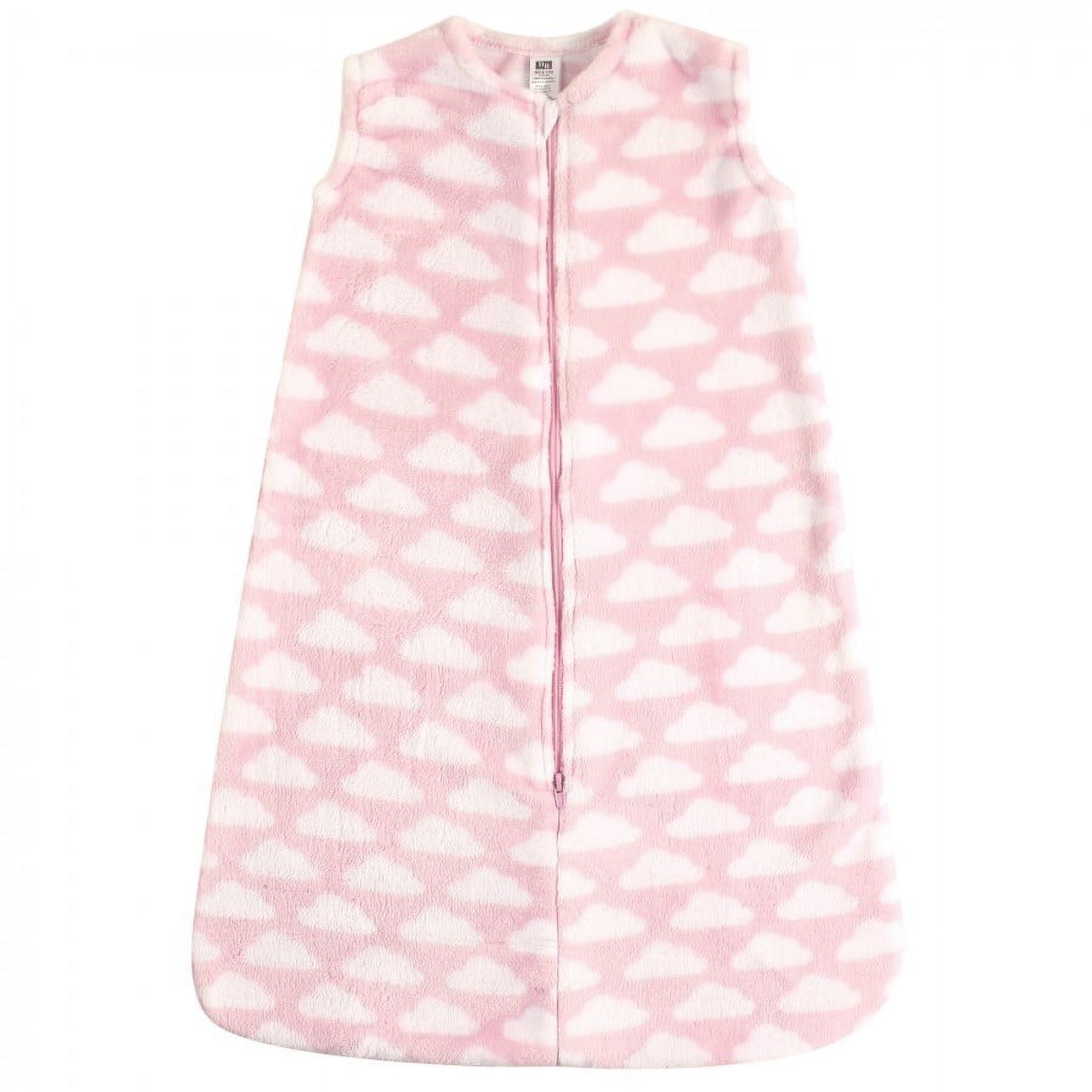 Hudson Baby Infant Girl Plush Sleeping Bag, Sack, Blanket, Pink Clouds Plush, 12-18 Months