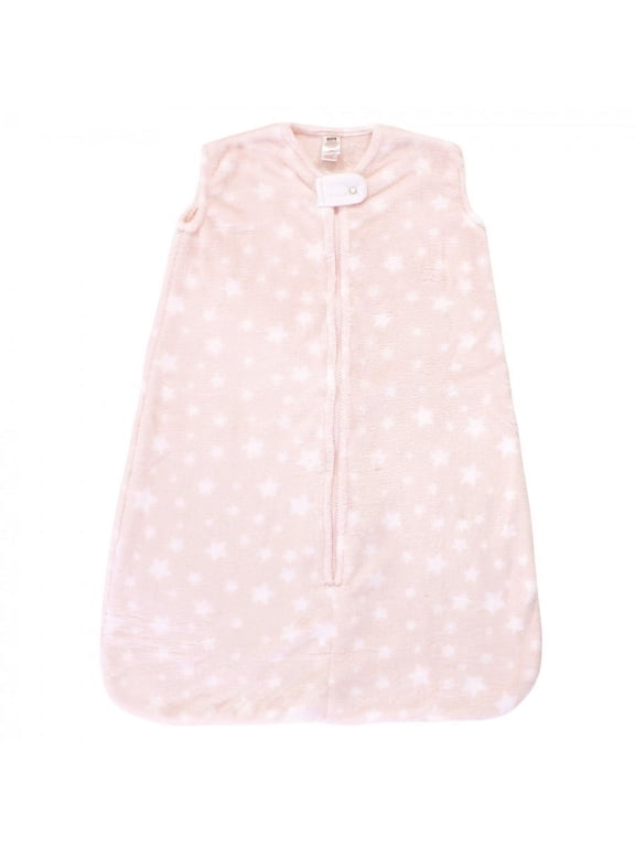 Infant Girl Plush Sleeping Bag, Sack, Blanket, Pink Star, 12-18 Months