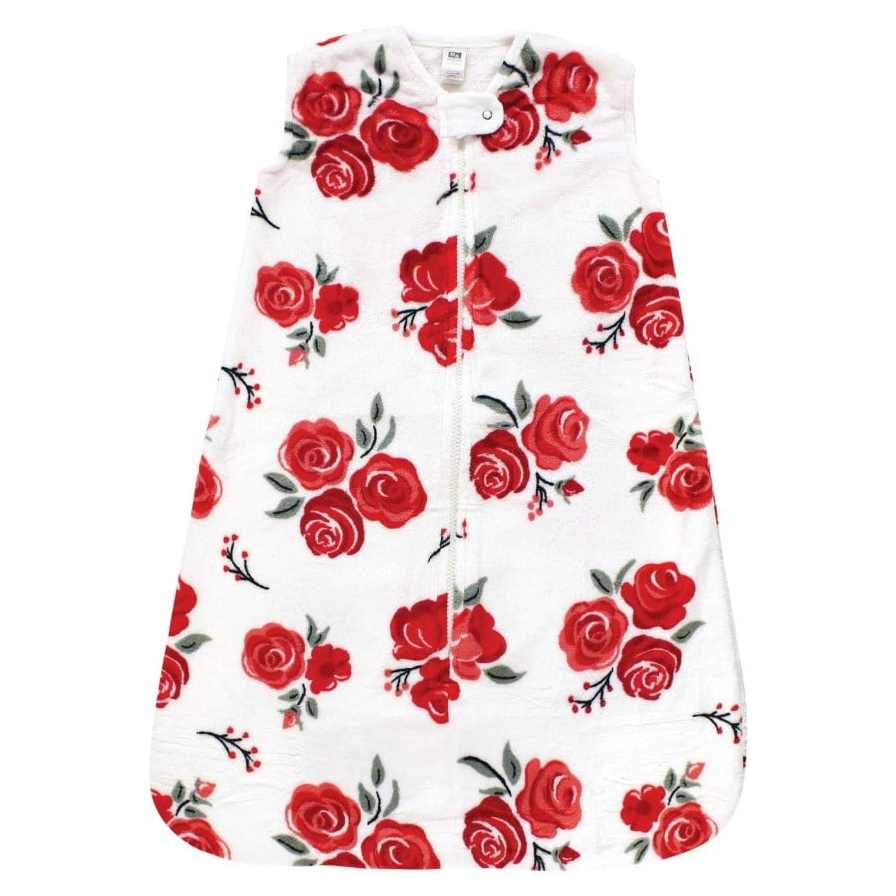Hudson Baby Infant Girl Plush Sleeping Bag, Sack, Blanket, Red Rose Floral, 6-12 Months