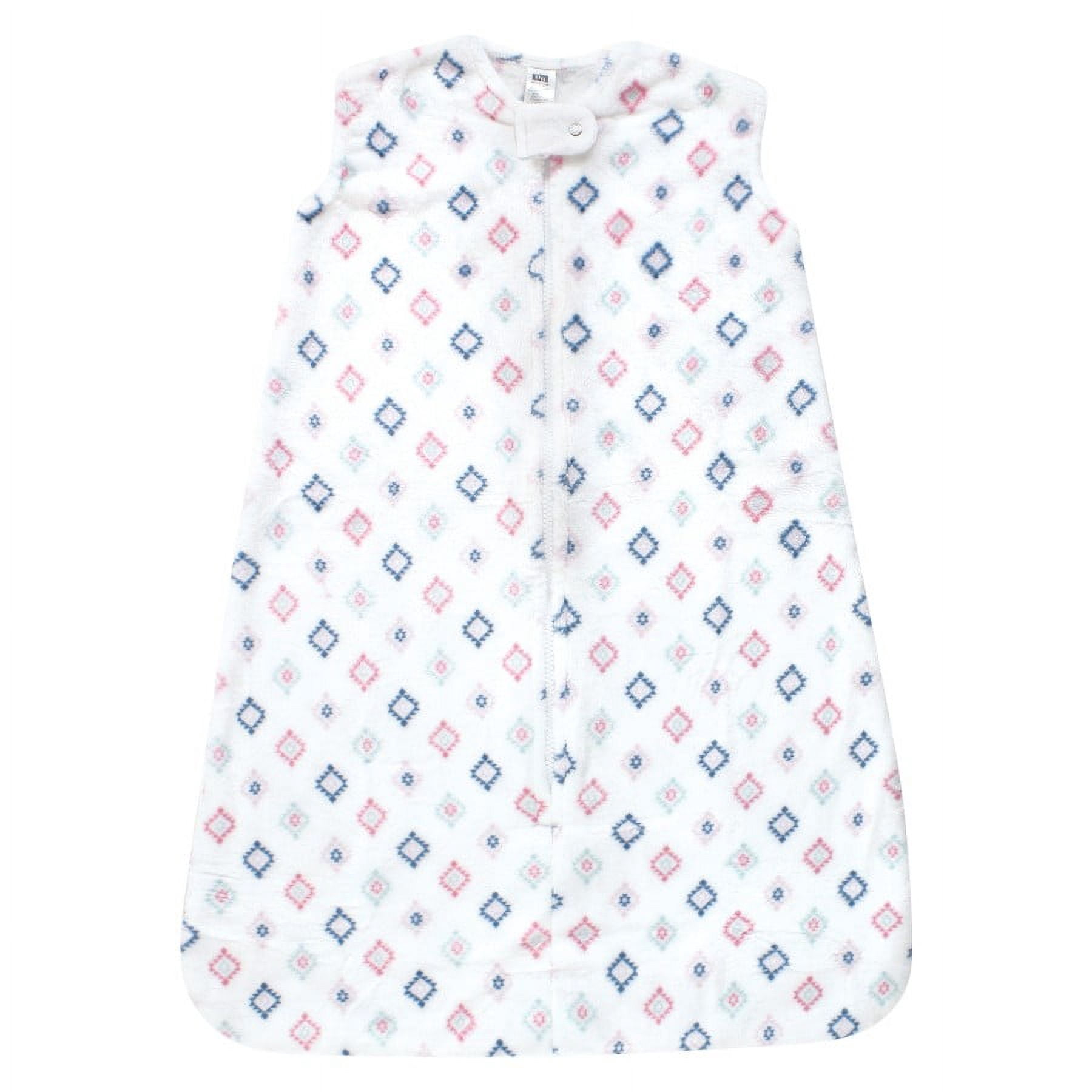 Hudson Baby Infant Girl Plush Sleeping Bag, Sack, Blanket, Sleeveless Diamond, 6-12 Months