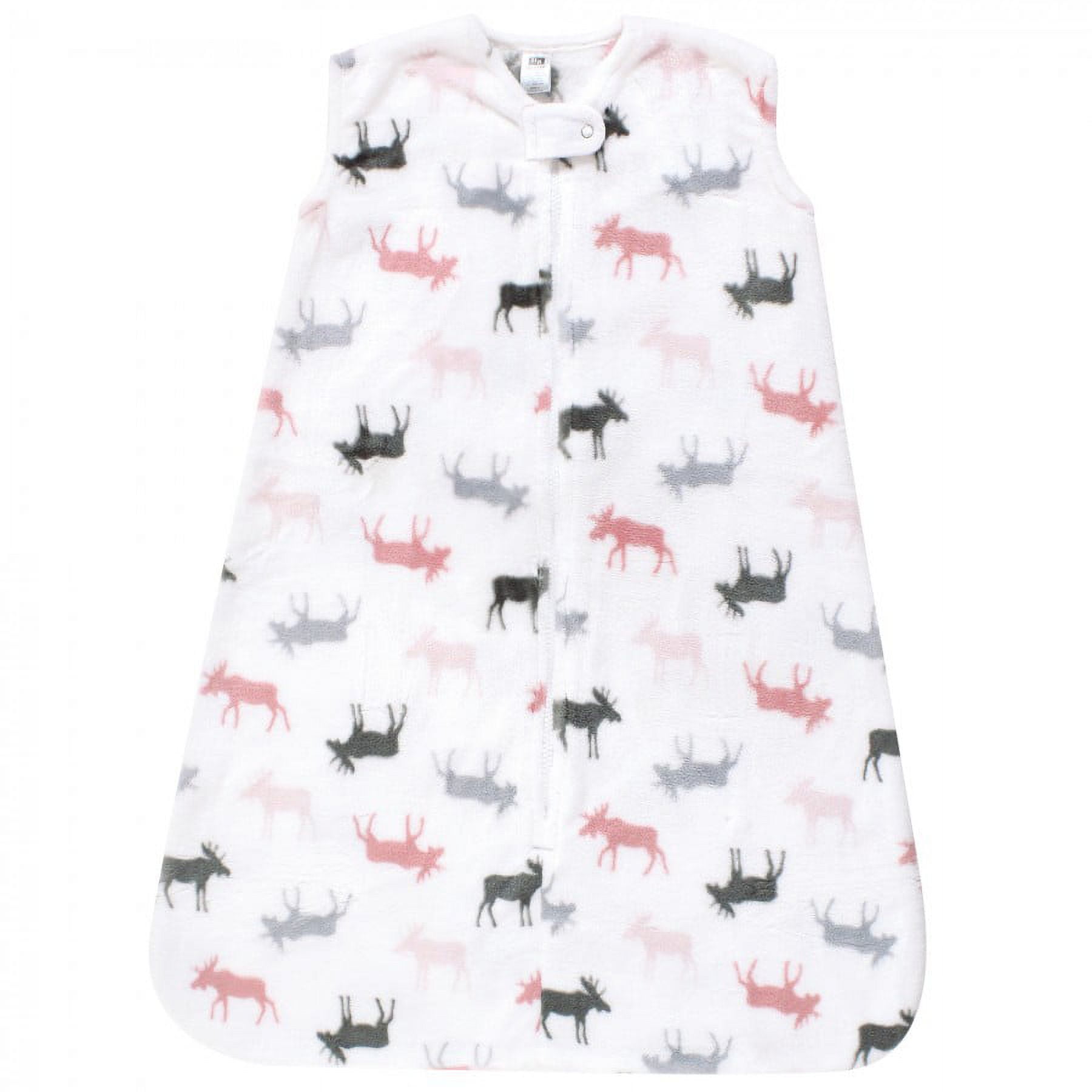Hudson Baby Infant Girl Plush Sleeping Bag, Sack, Blanket, Sleeveless Pink Moose, 0-6 Months