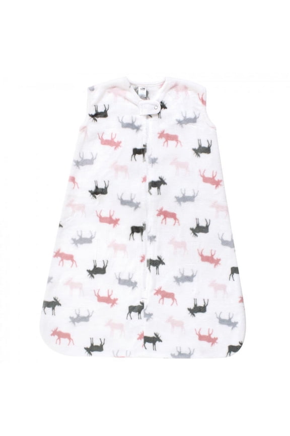 Infant Girl Plush Sleeping Bag, Sack, Blanket, Sleeveless Pink Moose, 0-6 Months