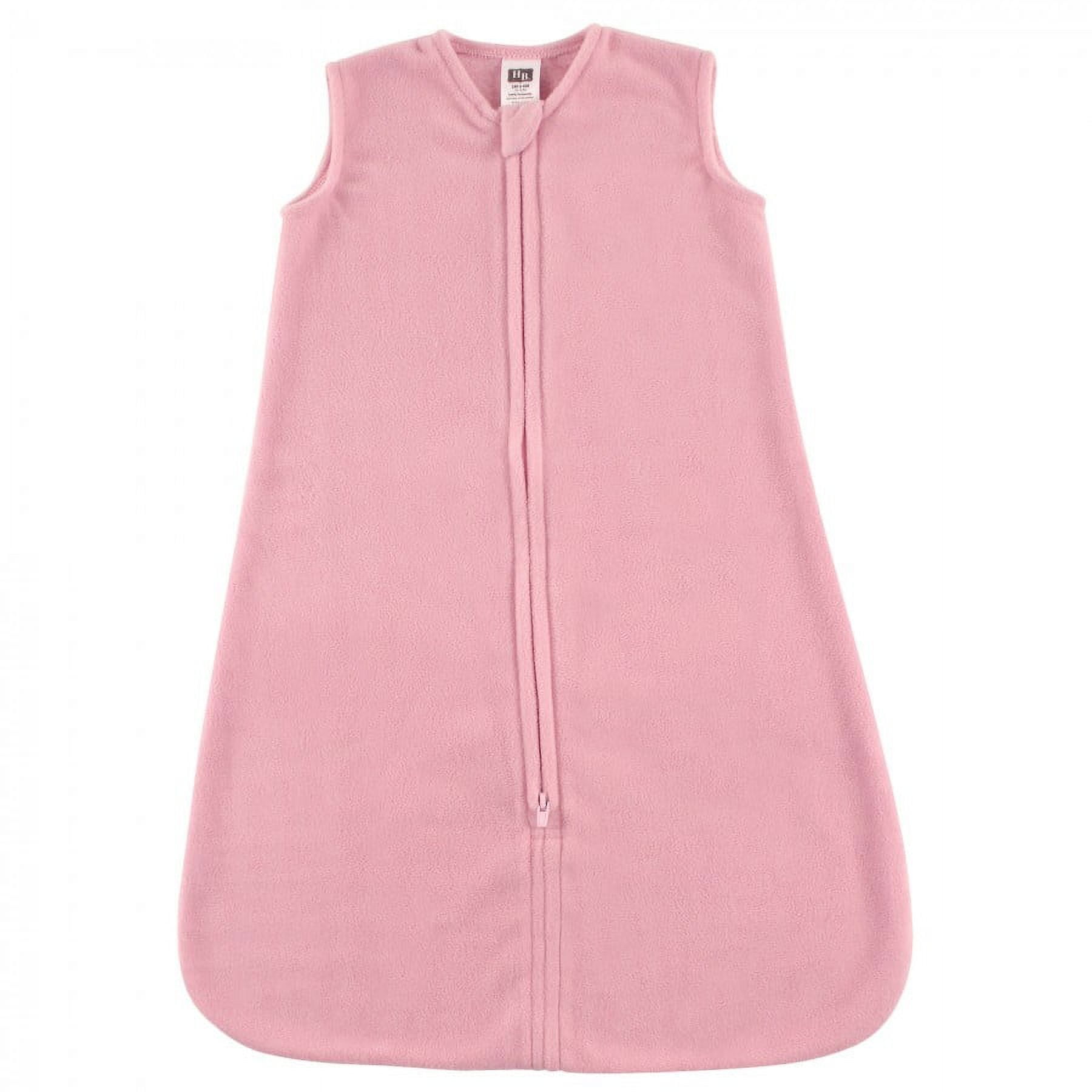 Hudson Baby Infant Girl Plush Sleeping Bag, Sack, Blanket, Solid Light Pink Fleece, 6-12 Months