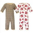 thumbnail image 1 of Hudson Baby Infant Girl Premium Quilted Coveralls 2pk, Rose Leopard, 9-12 Months, 1 of 2