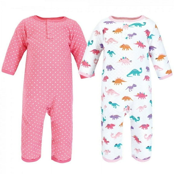 Hudson Baby Infant Girl Premium Quilted Coveralls, Cuteasaurus, 0-3 Months