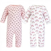 Hudson Baby Infant Girl Premium Quilted Coveralls, Modern Rainbow, 0-3 Months